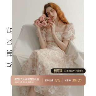 2024新款 茶歇连衣裙女夏季 公主裙仙女碎花裙子泡泡袖 从那以后法式