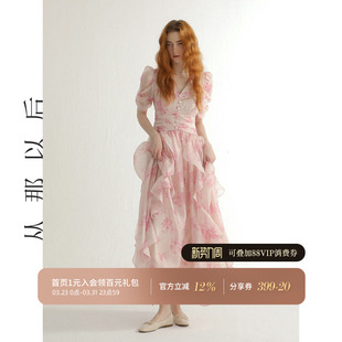 从那以后法式 碎花裙夏粉色小裙子雪纺连衣裙高级感海边度假穿搭女