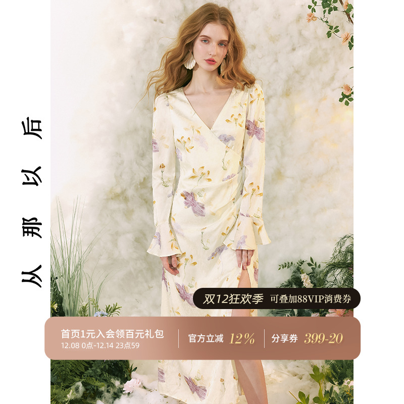 从那以后碎花礼服裙旗袍裙子春季