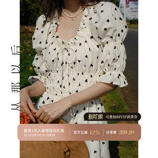 白色长袖 周末 连衣裙春款 女装 长裙碎花裙 从那以后 新款 安琪拉