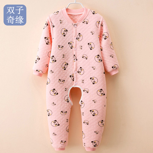 秋冬夹棉保暖大码开档小童连体衣