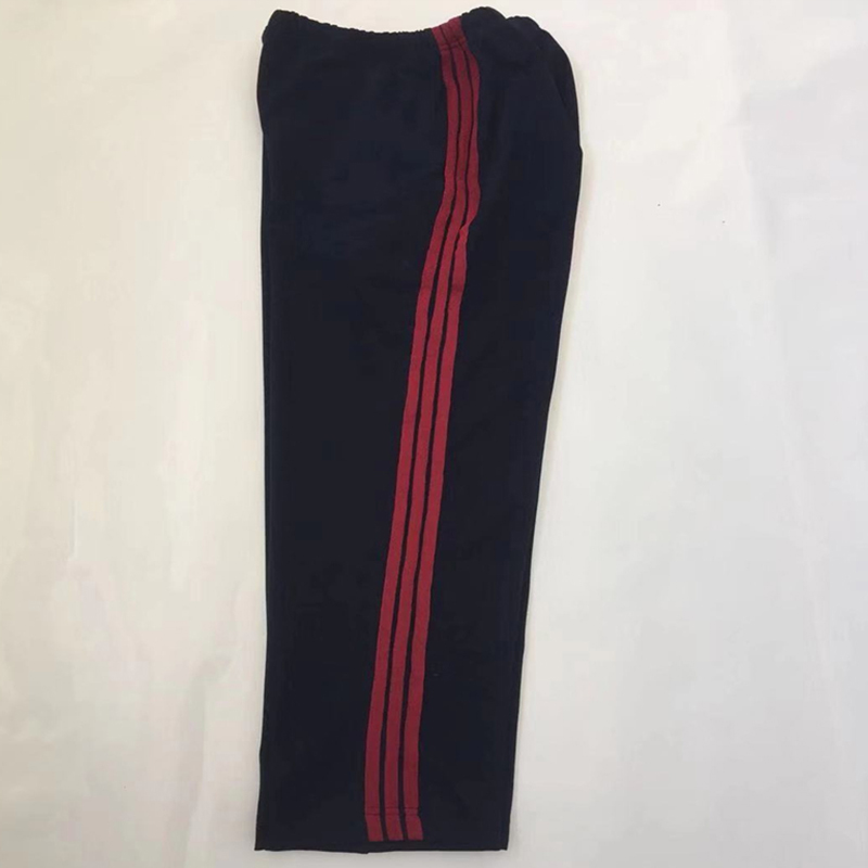 订做加绒保暖中小学生校服裤藏蓝色拼酒红三道杠中性款运动团体裤