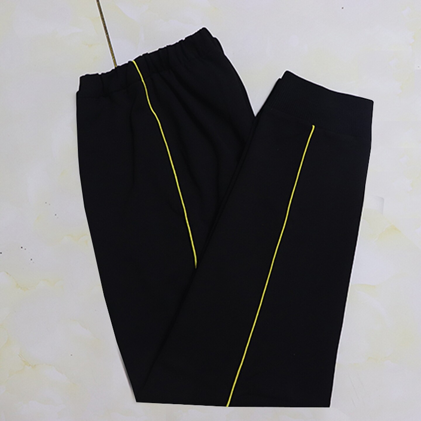 黑色校服裤子春秋款初中生男女夏季一道黄绳收口休闲团体运动长裤