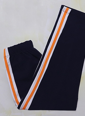 校服裤子藏蓝白色宽杠上压一道橘杠直口校裤四季款可定做中小学生