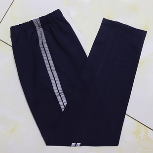 长裤 统一定制藏蓝色学生校服裤 拼上短两道反光条直筒裤 薄款 子夏季