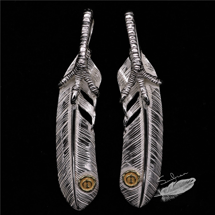 菊地健复刻鹰爪鹰印羽毛吊坠手工定制 随变首饰工作室