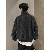 美式 cleanft春秋扎染PU皮美式 复古立领皮衣夹克百搭外套机车上衣