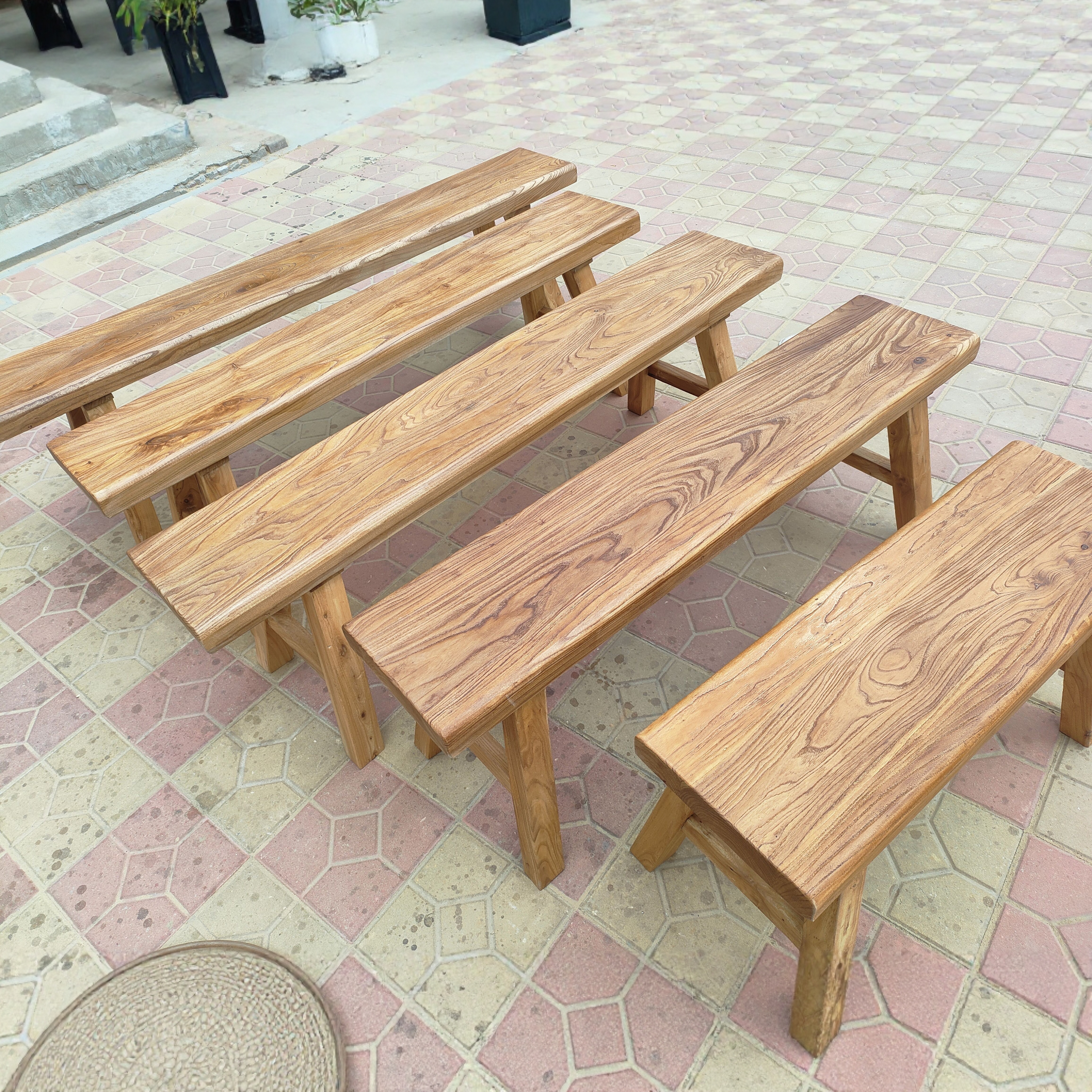 老榆木长凳实木板凳家用民宿原木