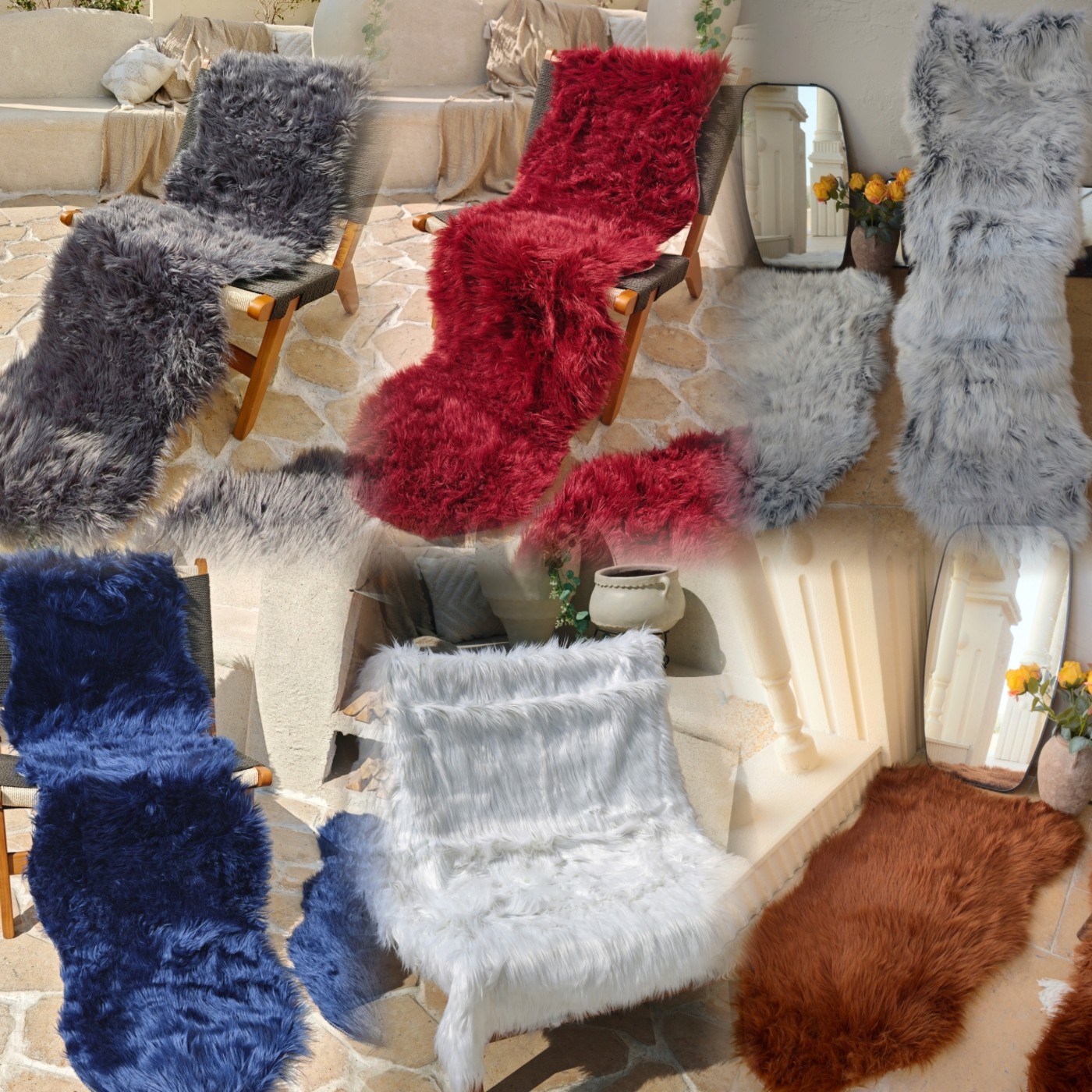 【清仓特价】多色仿羊毛坐垫沙发垫地毯地垫拍照氛围咖啡厅露营