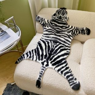 出口可机洗小斑马地毯高逼格装饰单品地垫异性方形卧室客厅A343