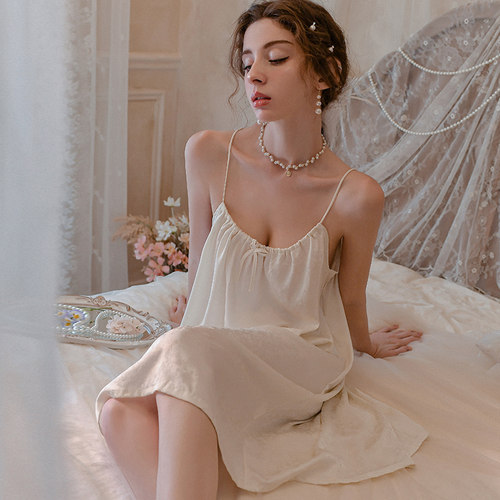 柠檬太太性感睡衣女2025新款夏季薄款冰丝宽松吊带睡裙私房家居服