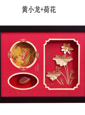 南京特色云锦文创摆台金箔摆件雨花石南京金陵三宝工艺品商务家居