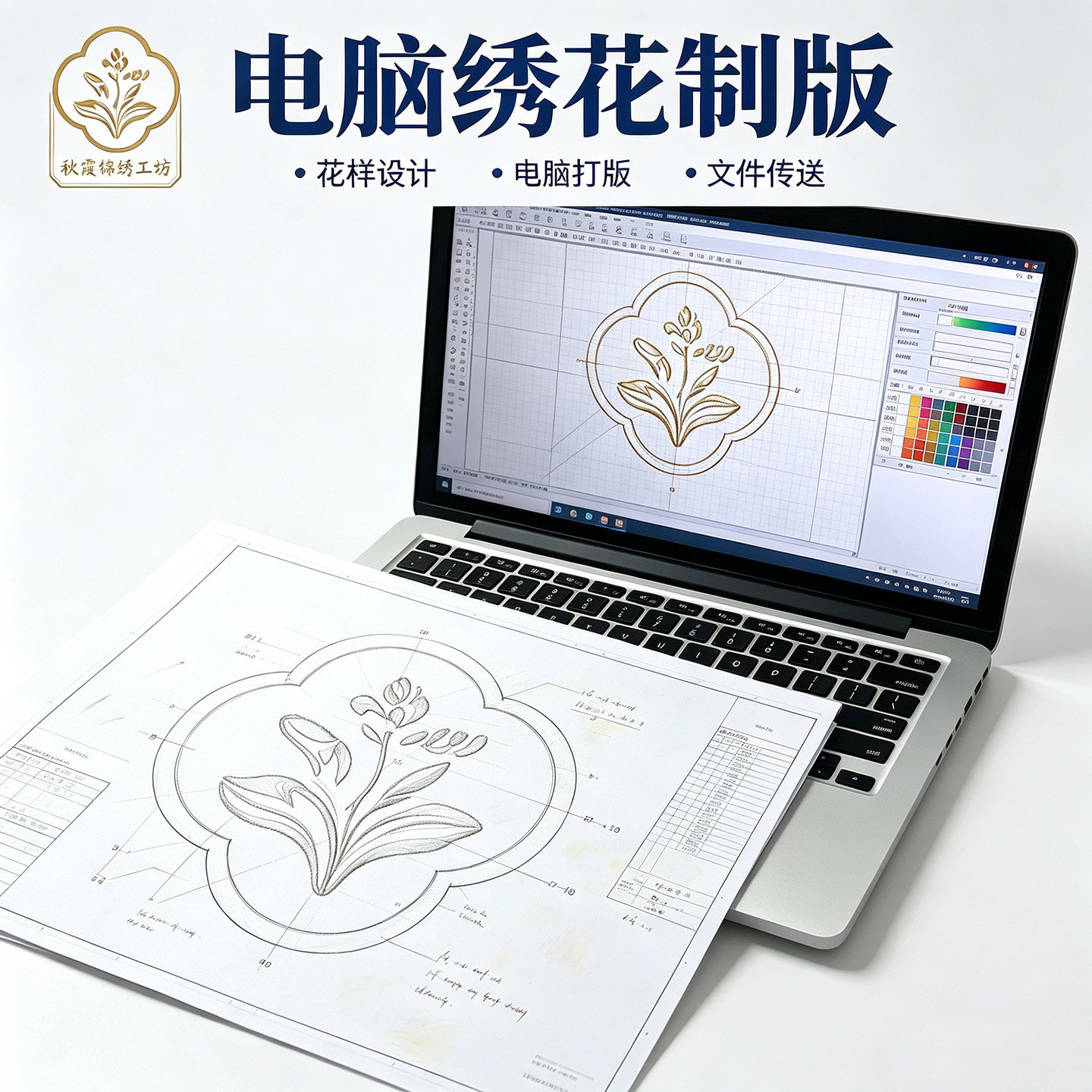 电脑绣花制版设计服务花样设计电脑打版文件传送专业定制