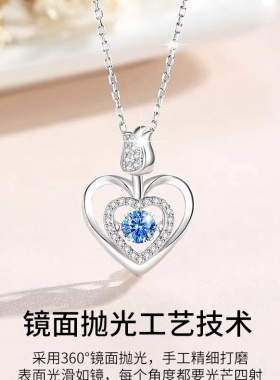 足银跳动的心项链女小众设计轻奢款玫瑰花锁骨链
