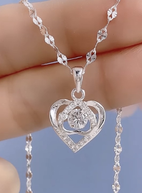 S999足银跳动的心项链女小众轻奢通勤简约感百搭锁骨链潮高级感