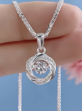 纯银玫瑰花项链女轻奢小众设计莫比乌斯圆锁骨链送女友礼物