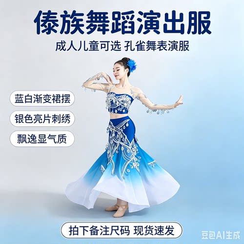新款成人傣族舞蹈服装彩云之南孔雀舞演出服修身包臀练习艺考伞舞