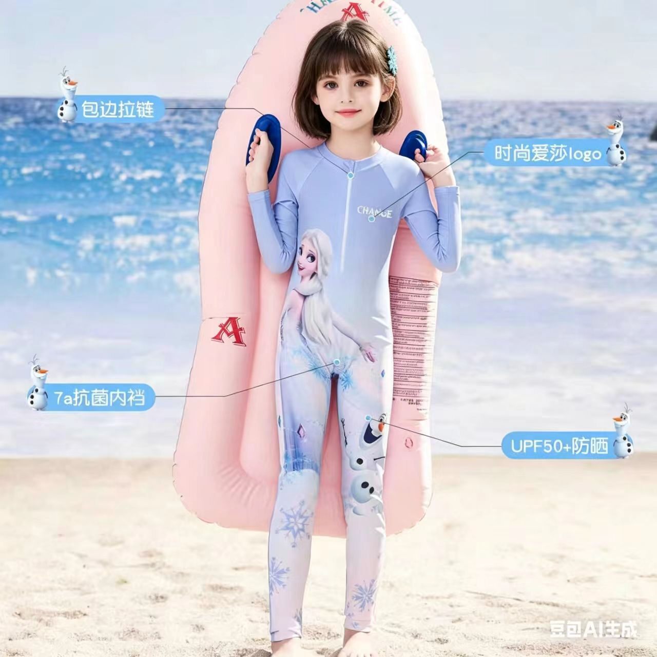 儿童连体泳衣长袖长裤防晒中大童女孩水上乐园专用游泳宝宝泡温泉