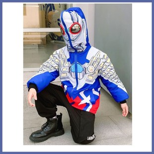 奥特曼儿童2025新款薄款牛仔外套男童春秋潮流上衣赛罗带眼镜亮灯