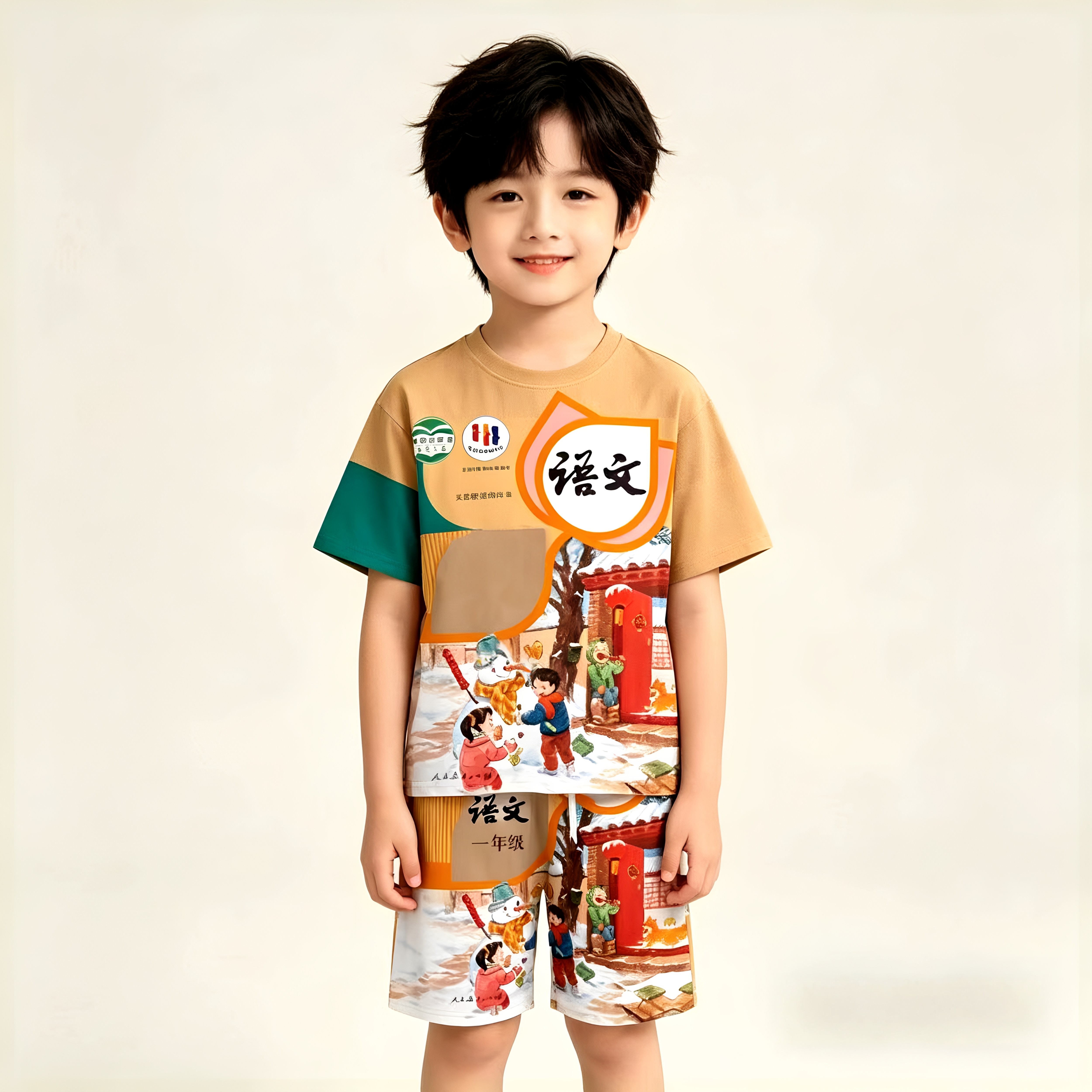 清仓小学语文数学夏季短袖套装图片