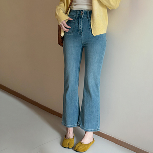 高腰显瘦百搭气质休闲直筒长裤 新款 女 2026春季 话里单色弹力微喇裤