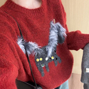 话里时尚小马圆领套头毛衣2025冬季新款韩版显瘦加厚上衣针织衫女