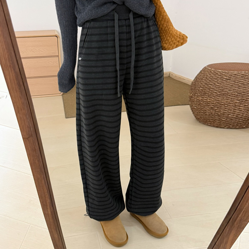 话里简约风百搭条纹裤