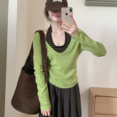 话里设计感挂脖背心两件套