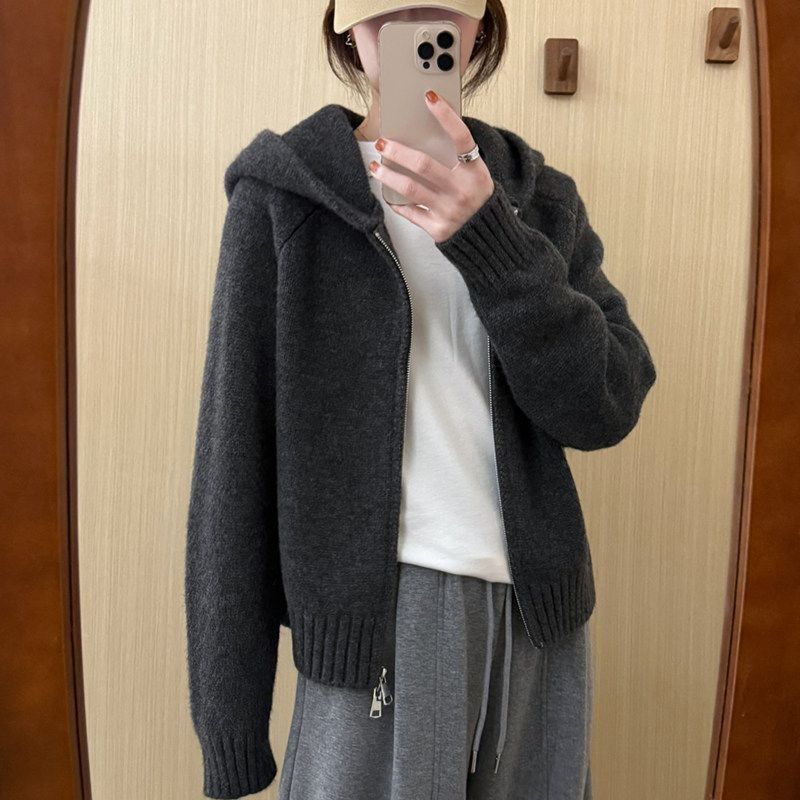 话里简约风连帽开衫毛衣2026春季新款百搭气质针织上衣减龄帽衫女,女装/女士精品,毛针织衫,淘宝优惠券,粉丝福利购,淘宝优惠卷