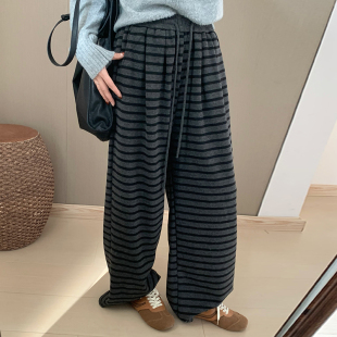 亲肤条纹糯米裤 宽松显瘦休闲直筒长裤 2025秋季 韩版 女 新款 话里时尚