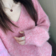 话里V领全绵羊毛毛衣女2025秋冬新款 气质显白慵懒感宽松休闲上衣