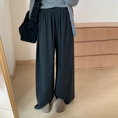 话里休闲常规腰复合羊绒裤