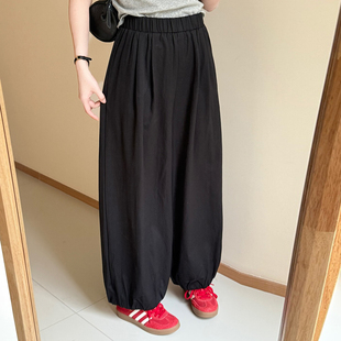 减龄百搭宽松直筒长裤 话里简约风休闲灯笼裤 韩版 新款 女 子2026春季
