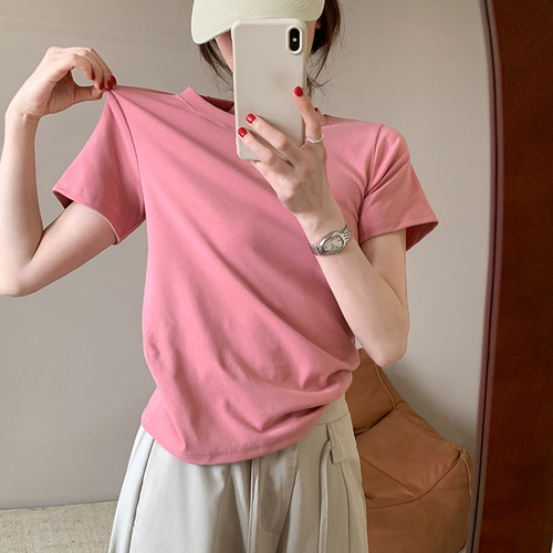 话里基础款圆领短袖T恤女