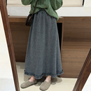 加厚显瘦简约百搭长裙 韩版 话里高腰气质荷叶半身裙2025冬季 新款