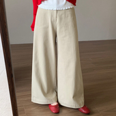 慵懒随性2026春季 女装 新款 长裤 潮 甜美简约时尚 话里复古阔腿休闲裤