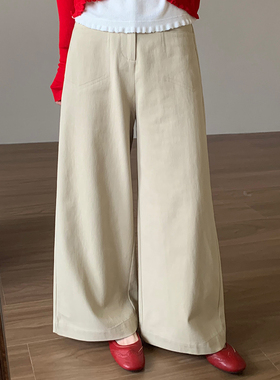 话里复古阔腿休闲裤慵懒随性2026春季新款甜美简约时尚长裤女装潮