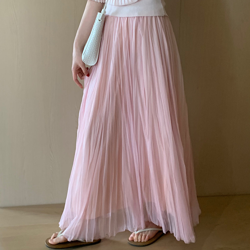 话里少女气质碎钻半身裙2026夏季新款韩版休闲高腰甜美长款裙子女