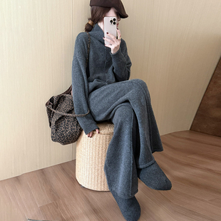 百搭保暖减龄两件套上衣长裤 话里高级感羊绒套装 韩版 新款 2025冬季