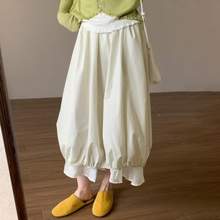 话里高腰花苞裙遮肉显瘦2026春季 甜美简约百搭半身裙女 新款