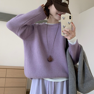 话里慵懒风净版柔软毛衣2026冬季新款韩版显瘦宽松百搭上衣针织衫