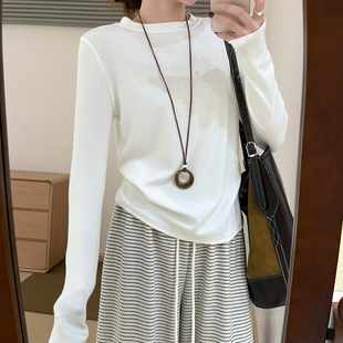 话里人手一件净版小白t恤加绒款2025冬季新款韩版基础百搭内搭女