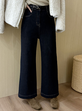 话里加厚保暖单色九分烟管裤2025冬季新款韩版百搭直筒休闲裤女