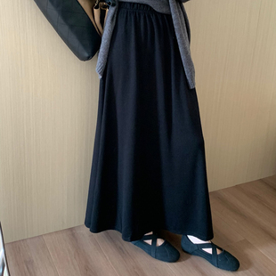 百搭休闲气质半身长裙 韩版 话里高腰显瘦羊绒A字半裙2025秋季 新款
