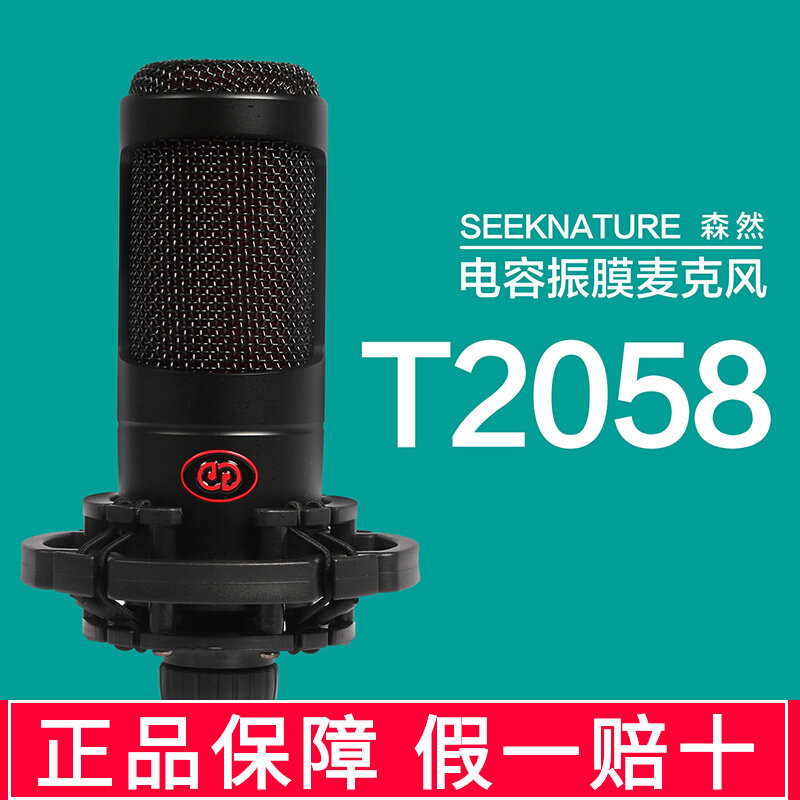 森然T2058电容麦麦克风套装手机声卡直播用电脑录音话筒主播声卡