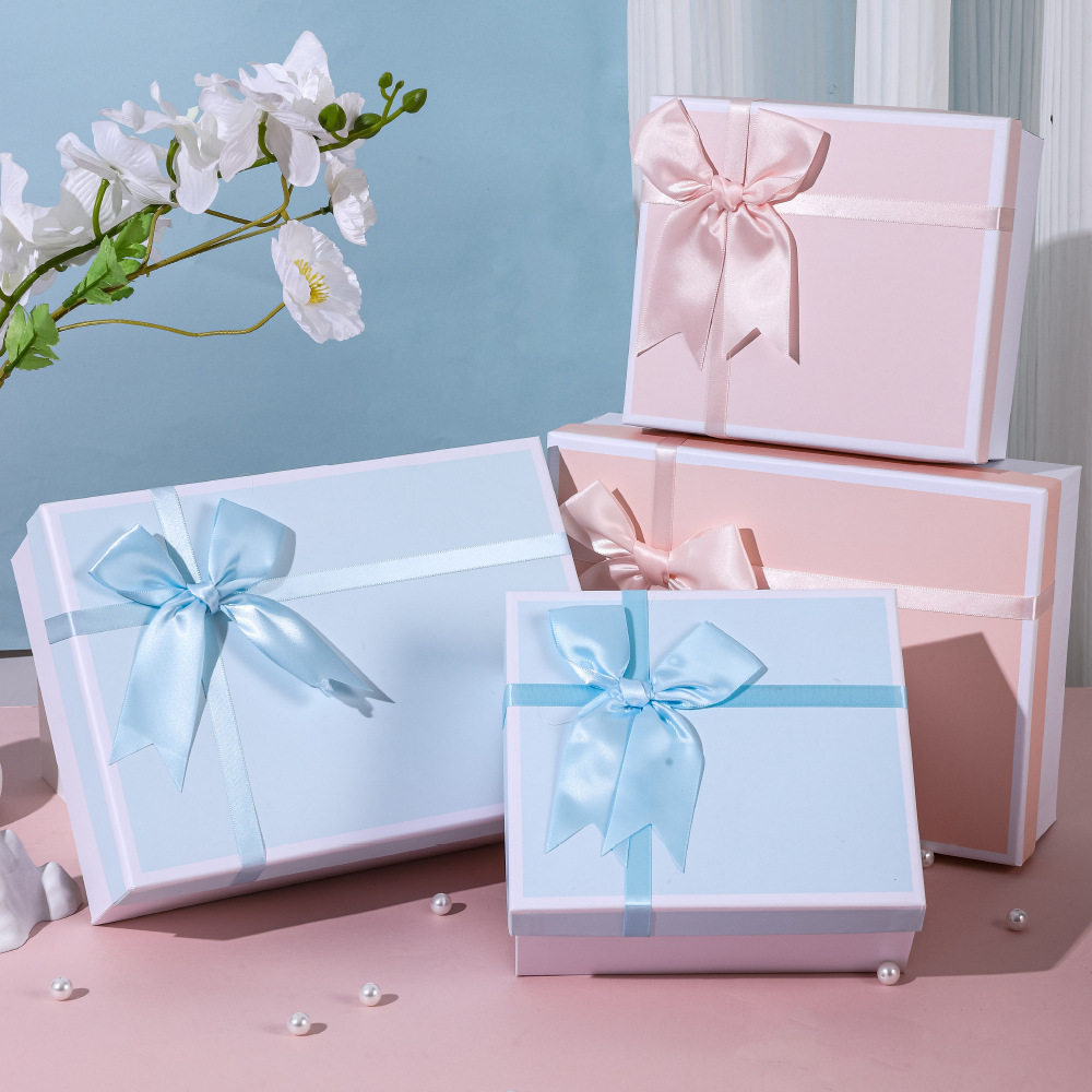 礼物盒空盒带袋子化妆品杯子礼品包装盒蝴蝶结教师节伴手礼盒