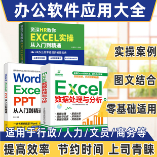 全3册 excel数据处理与分析ppt制作表格函数教程书全套文员计算机office应用教材wps自动化学习书籍 办公软件新手零基础学电脑word