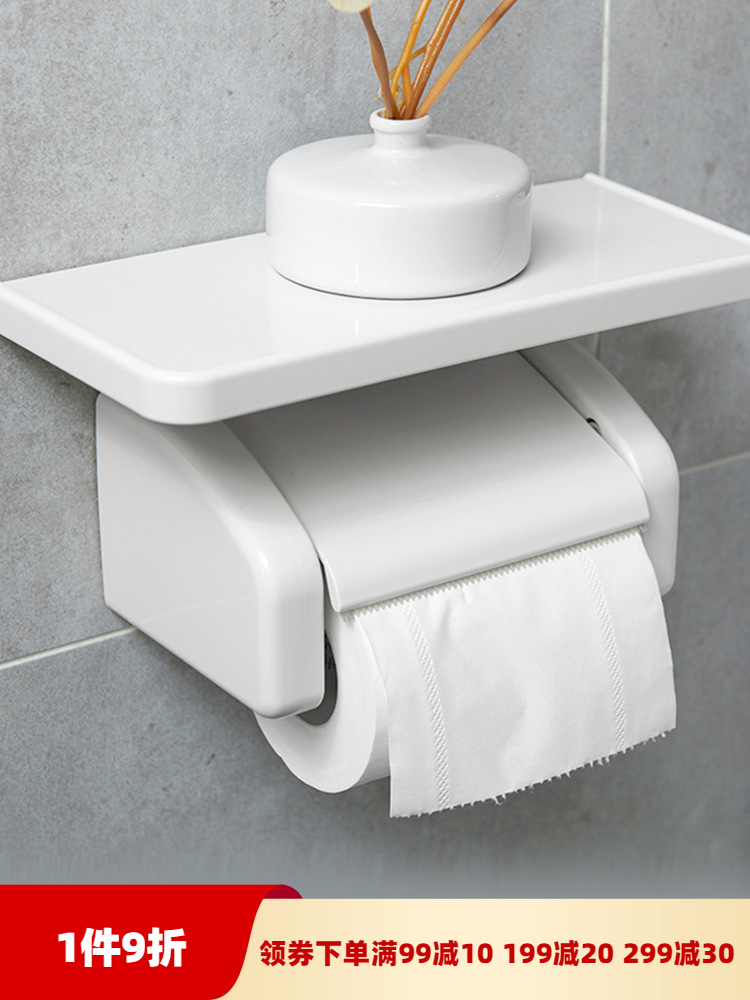 OKA日式免打孔卫生间厕纸置物架家用卫生卷纸盒厕所防水卷纸筒架