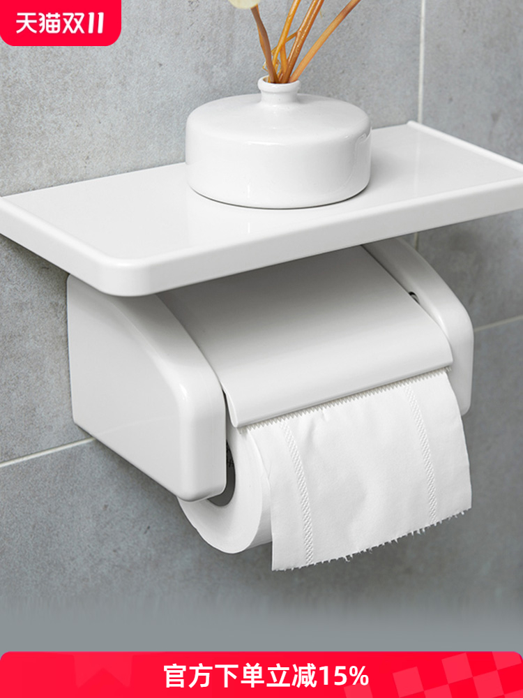 OKA日式免打孔卫生间厕纸置物架家用卫生卷纸盒厕所防水卷纸筒架