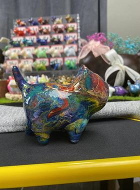 【流体中猫】7cm原创手绘檀木飘漆工艺 一物一拍